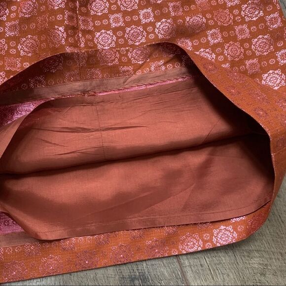 J. Crew Brocade Metallic Mini Skirt Copper Rust Medallion Size 4 - Picture 7 of 9
